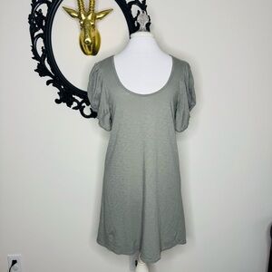 Z Supply Sage Green Short Sleeve Dress with Puffy Sleeves